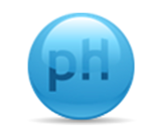 Círculo azul com PH escrito no centro
